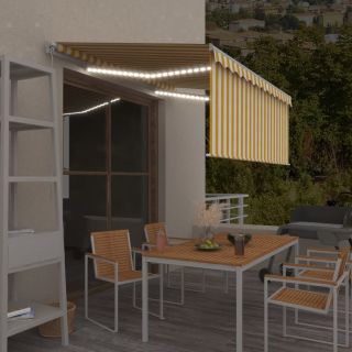 käsitsi sissetõmmatav varikatus rulooga,3,5x2,5m, kollane/valge