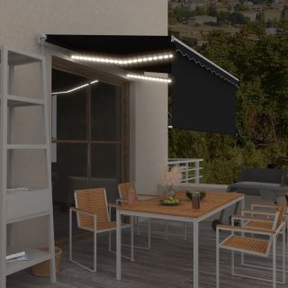 käsitsi sissetõmmatav varikatus ruloo&LED, 3,5x2,5m, antratsiit
