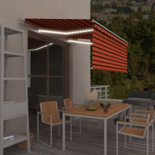 sissetõmmatav varikatus rulooga&LED, 3x2,5 m, oranž/pruun