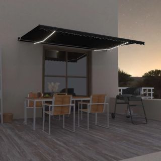 Маркиза светодиодная, выдвижная, ручная, 500 x 350 см, антрацит