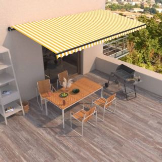 Ручная выдвижная маркиза, 600 x 350 см, желто-белая