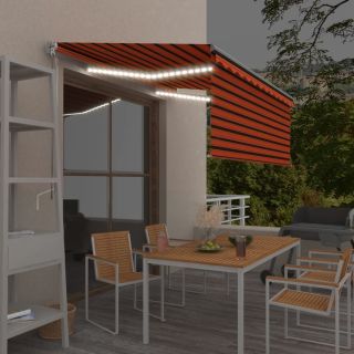 sissetõmmatav varikatus rulooga&LED, 3x2,5 m, oranž/pruun