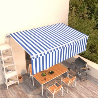 automaatne varikatus rulooga, 5 x 3 m, sinine/valge