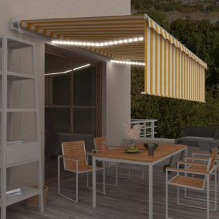 автоматическая маркиза LED, датчик ветра, 5x3 м, желто-белая