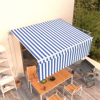 automaatne varikatus rulooga, 4,5x3 m, sinine/valge