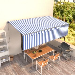 автоматическая маркиза с рольставнями, 5 х 3 м, сине-белая