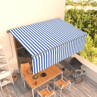 автоматическая маркиза с рольставнями, 4,5x3 м, сине-белая