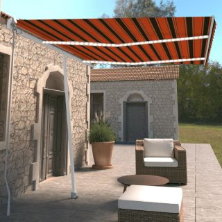 käsitsi sissetõmmatav varikatus, LED 350x250 cm, oranž ja pruun