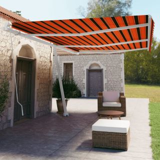 iseseisev käsitsitõmmatav varikatus, 600 x 350 cm, oranž/pruun