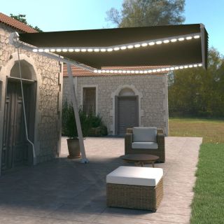 Маркиза светодиодная, выдвижная, ручная, 500 x 350 см, антрацит