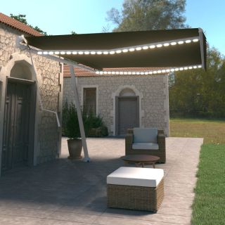 автоматическая маркиза, светодиоды и датчик ветра, 500x350 см, антрацит