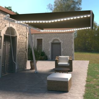 käsitsi sissetõmmatav varikatus LED, 450x350 cm, antratsiithall