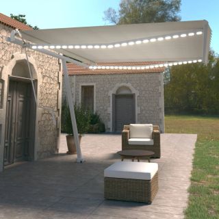 автоматическая маркиза, светодиоды и датчик ветра, 450 x 350 см, кремовый