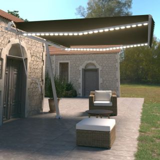 автоматическая маркиза, светодиоды и датчик ветра, 450x350 см, антрацит