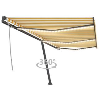 käsitsi sissetõmmatav varikatus LED, 600x300 cm, kollane, valge