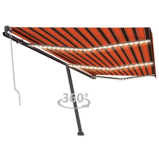 automaatne varikatus LED, tuuleandur 600 x 300 cm, oranž/pruun