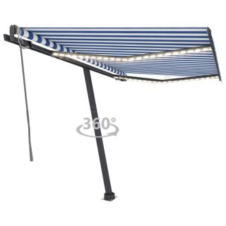 automaatne varikatus, tuuleandur, LED, 300x250 cm sinine, valge