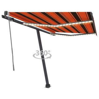 automaatne varikatus, LED, tuuleandur 300 x 250 cm oranž/pruun