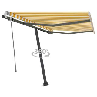 käsitsi sissetõmmatav varikatus, 350x250 cm, kollane ja valge