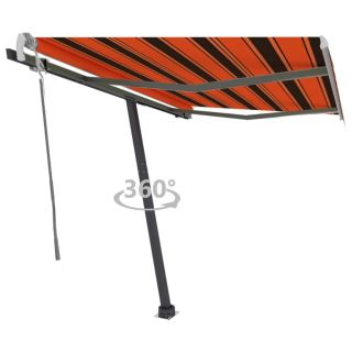 käsitsi sissetõmmatav varikatus, 350x250 cm, oranž/pruun