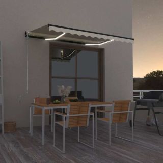käsitsi sissetõmmatav varikatus, LED, 350x250 cm kollane, valge