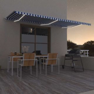 automaatne varikatus, LED, tuuleandur, 600x350 cm, sinine/valge
