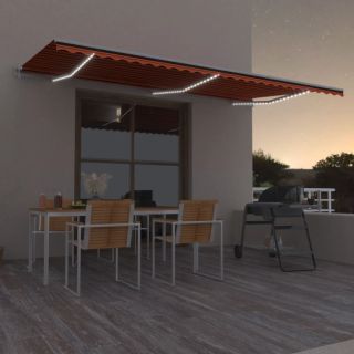 automaatne varikatus LED, tuuleandur 600 x 350 cm oranž/pruun