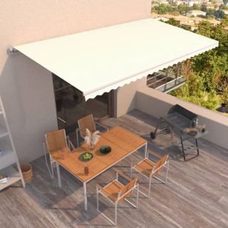 käsitsi sissetõmmatav varikatus 600x350 cm kreemjas