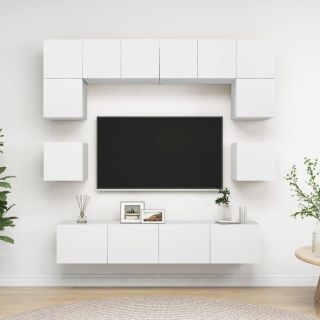 8-osaline telerikappide komplekt, valge, tehispuit