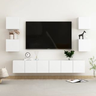 7-osaline telerikappide komplekt, valge, tehispuit