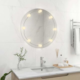 seinapeegel LED-tuledega, ümar, klaas
