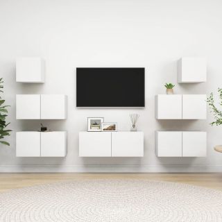 7-osaline telerikappide komplekt, valge, tehispuit