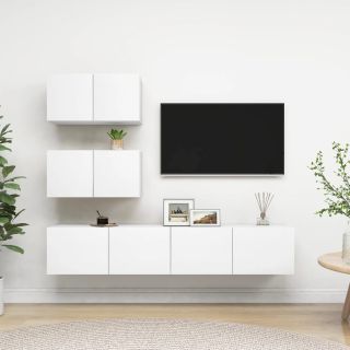 4-osaline telerikappide komplekt, valge, tehispuit