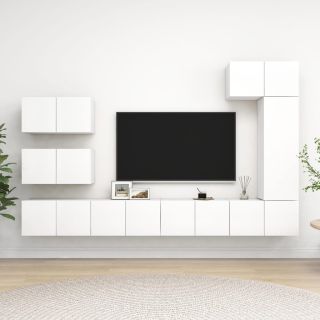 8-osaline telerikappide komplekt, valge, tehispuit