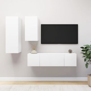 4-osaline telerikappide komplekt, valge, tehispuit