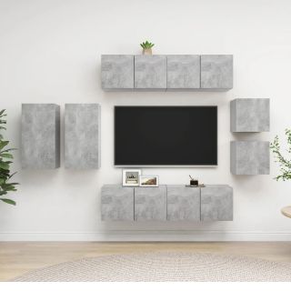 7-osaline telerikappide komplekt, betoonhall, tehispuit