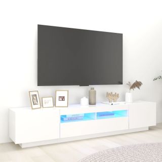 Тумба под телевизор со светодиодной подсветкой, белая, 200 x 35 x 40 см