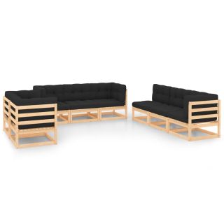 8-osaline aiamööbli komplekt patjadega, männipuit