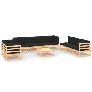 10-osaline aia mööblikomplekt patjadega, täispuit