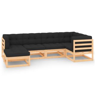6-osaline aiamööbli komplekt patjadega, männipuit