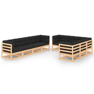 9-osaline aiamööbli komplekt patjadega, toekas männipuit