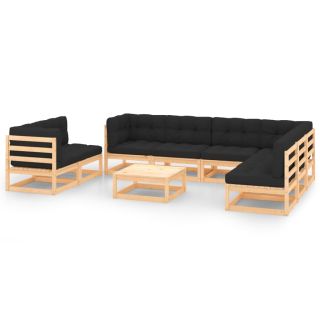 9-osaline aiamööbli komplekt patjadega, toekas männipuit