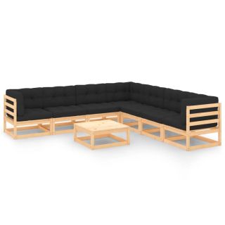 8-osaline aiamööbli komplekt patjadega, männipuit