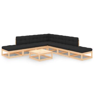 8-osaline aiamööbli komplekt patjadega, männipuit