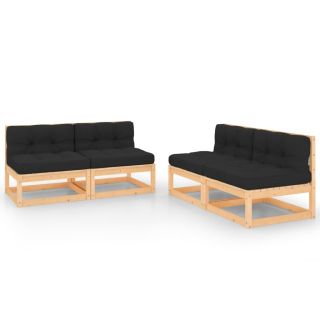 4-osaline aiamööblikomplekt istmepatjadega, männipuit