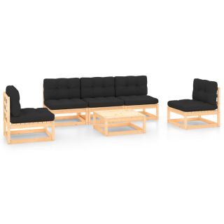 6-osaline aiamööbli komplekt patjadega, männipuit