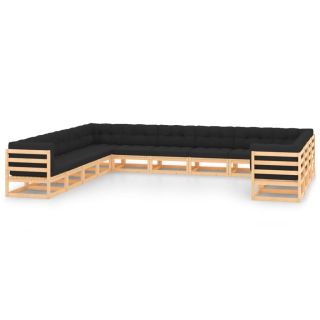 13-osaline aiamööblikomplekt patjadega, antratsiithall, mänd