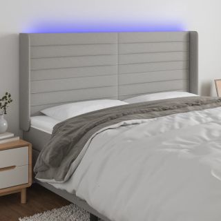 LED-voodipeats, helehall, 203x16x118/128 cm, kangas