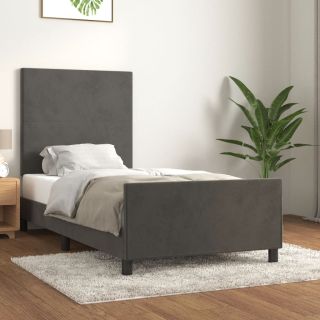 voodiraam ilma madratsita, tumehall, 80x200 cm, samet