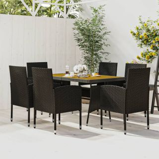 7-osaline aiamööblikomplekt, polürotang, must